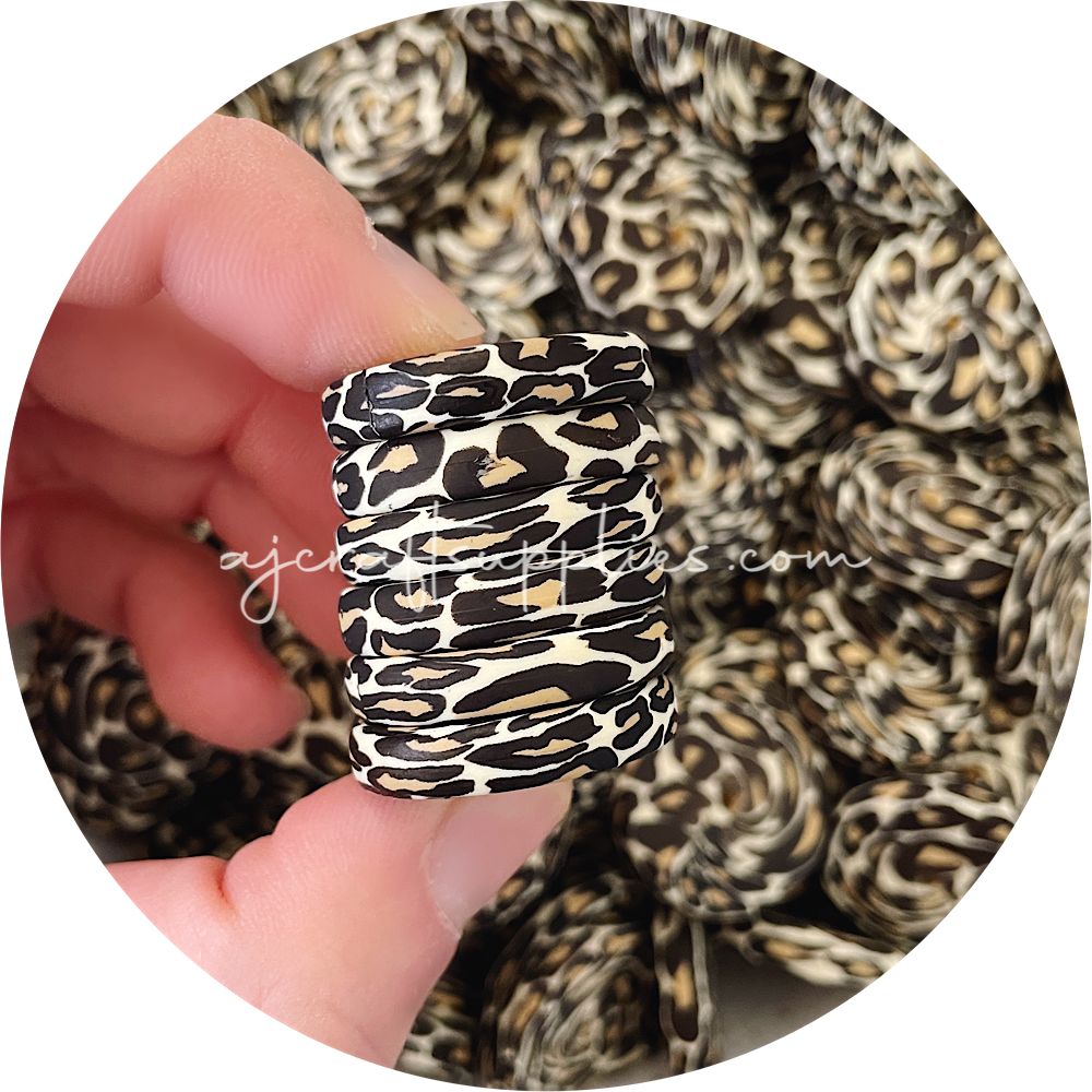 Leopard - 25mm Flat Coin Silicone Beads - 5 beads