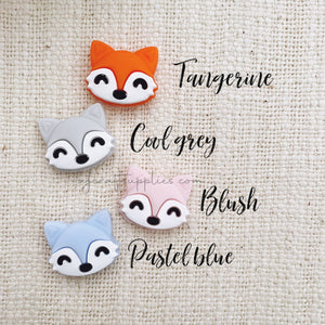 Fox Face Silicone Beads - CHOOSE YOUR COLOUR - 2 Beads