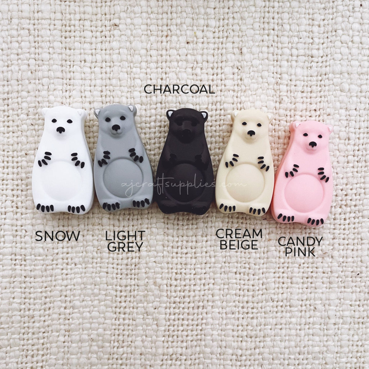 *SALE* Bear Silicone Beads - CHOOSE YOUR COLOUR - 5 Beads