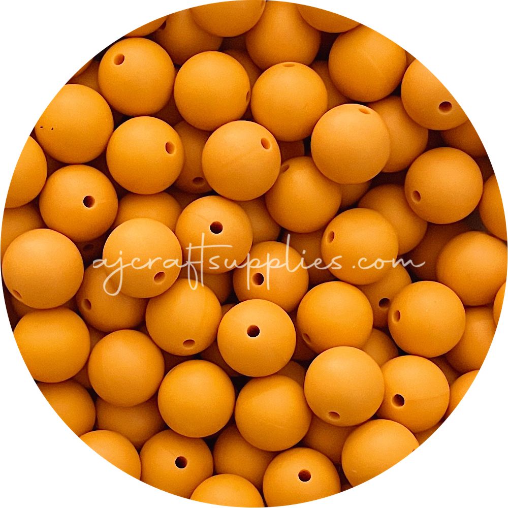 Mango Orange - 15mm round - 10 Beads