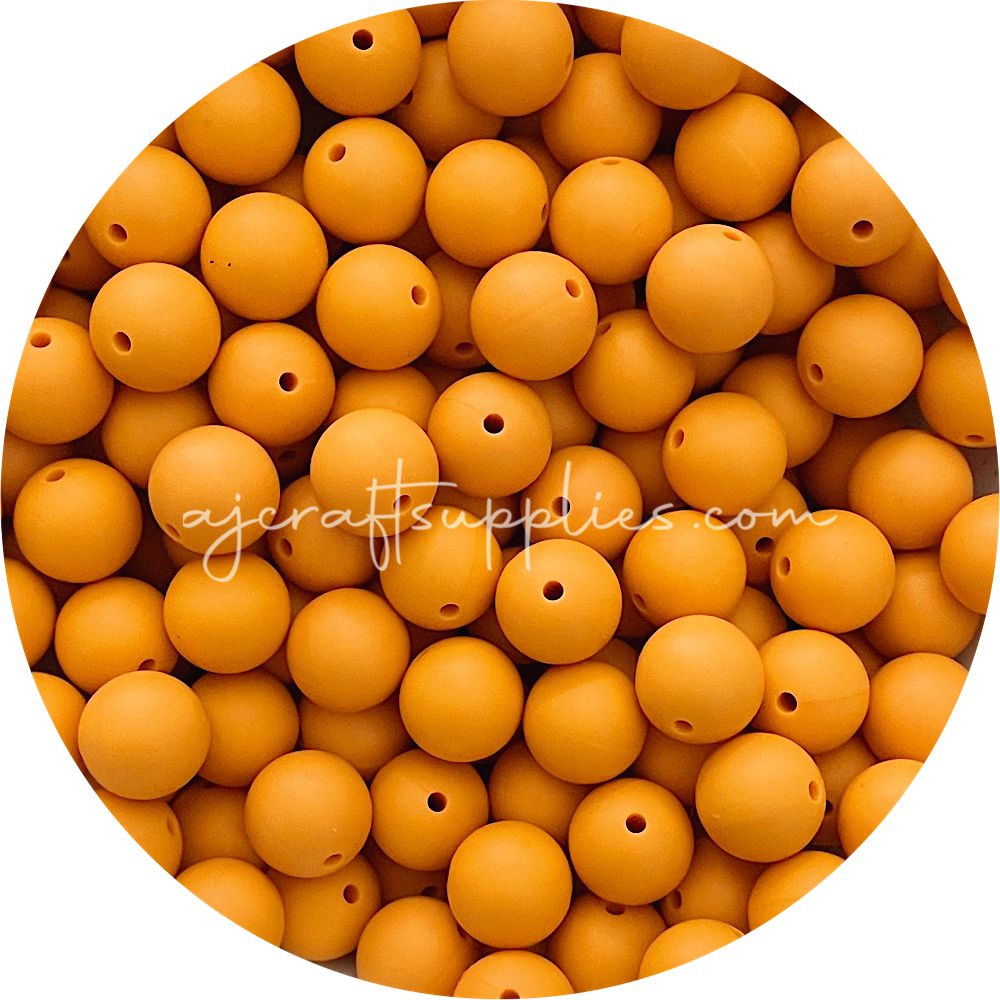 Mango Orange - 12mm Round Silicone Beads - 10 beads
