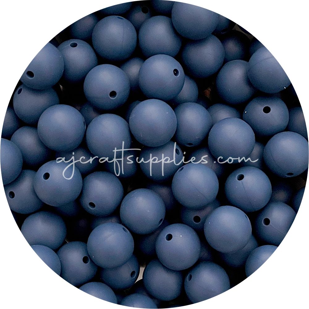 Denim Blue - 15mm round - 10 Beads