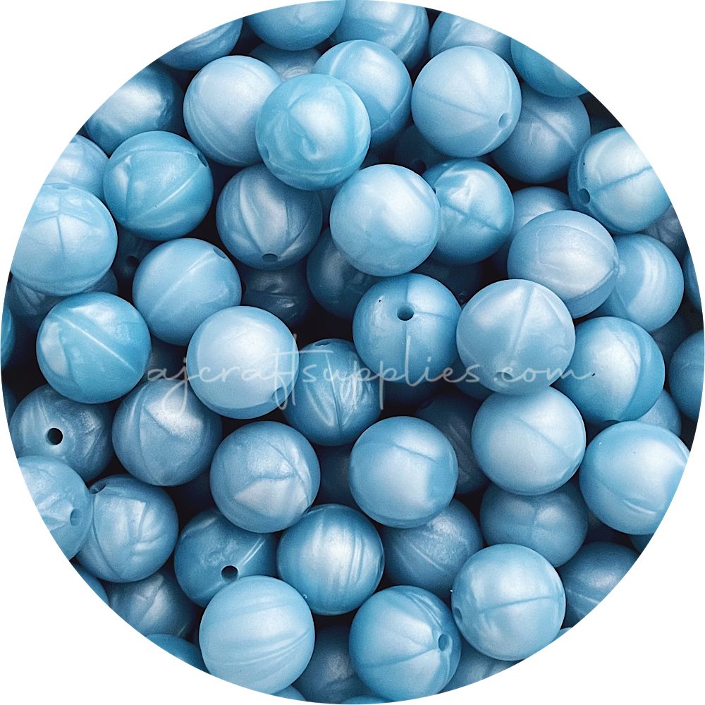 Pearl Blue - 15mm round - 10 Beads