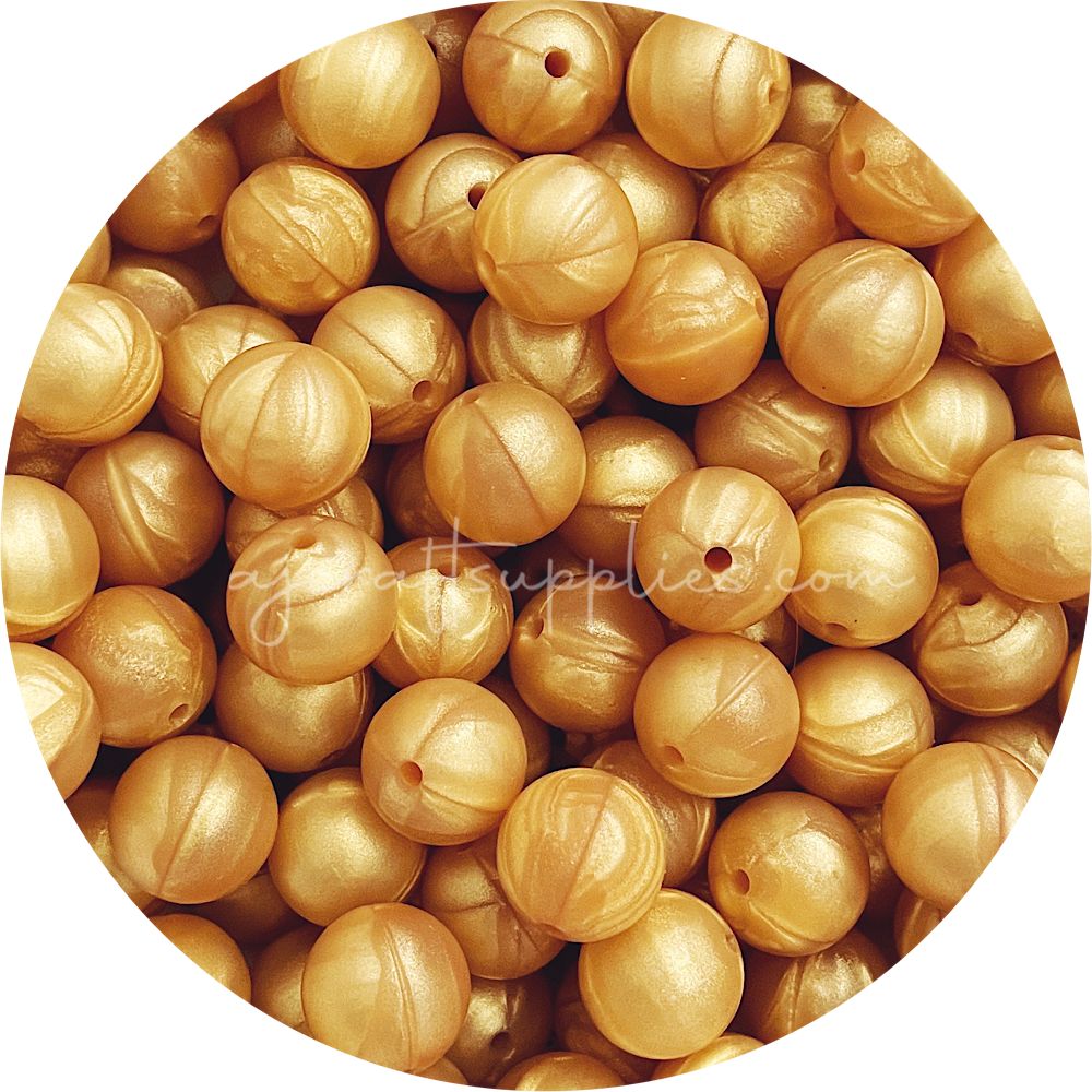 Pearl Gold - 15mm round - 10 Beads