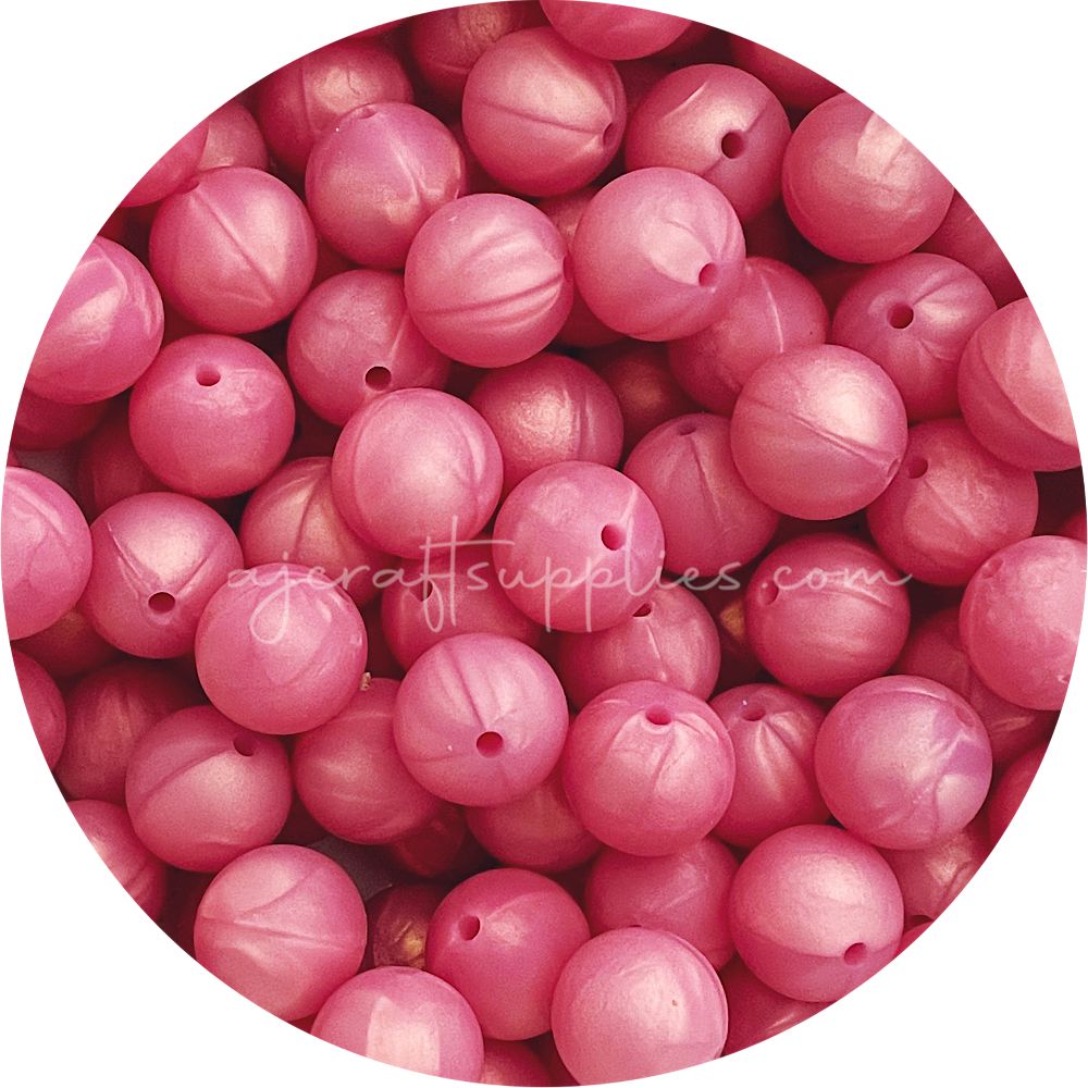 Pearl Rose Shimmer - 15mm round - 10 Beads