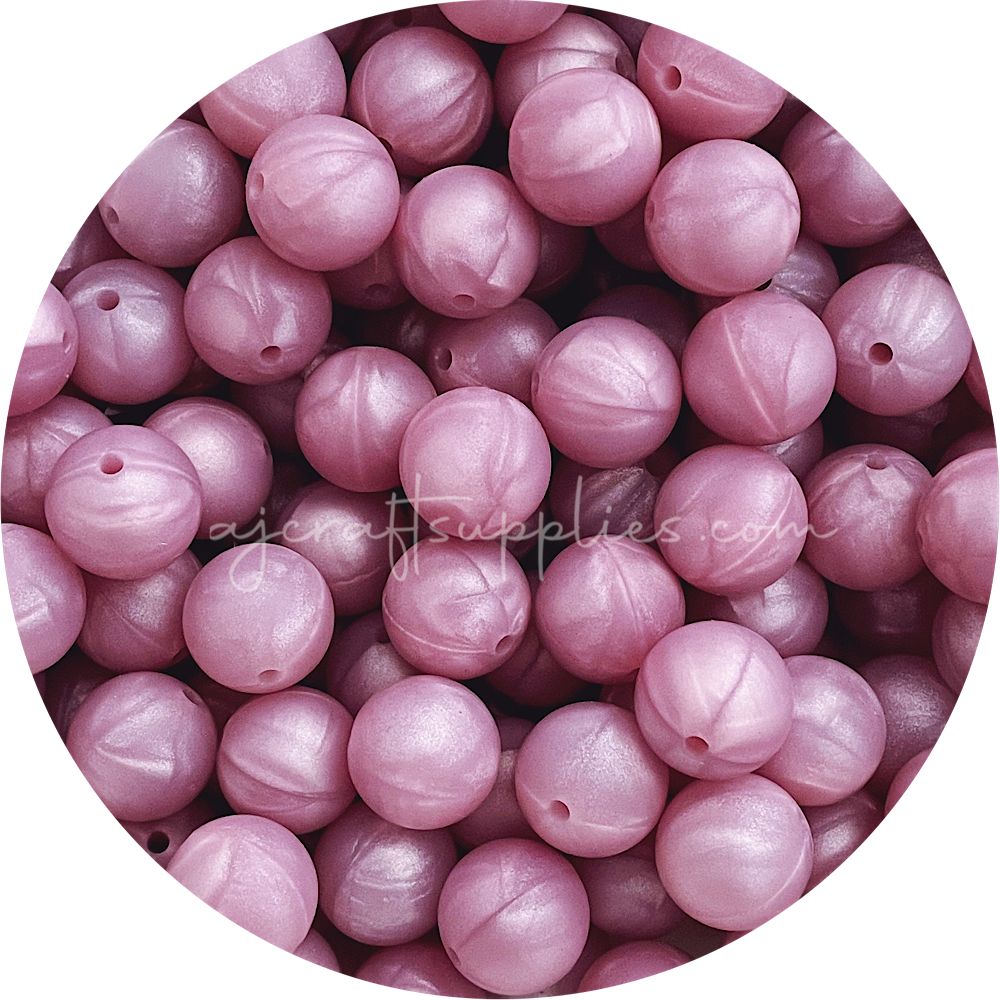 Pearl Violet - 15mm round - 10 Beads