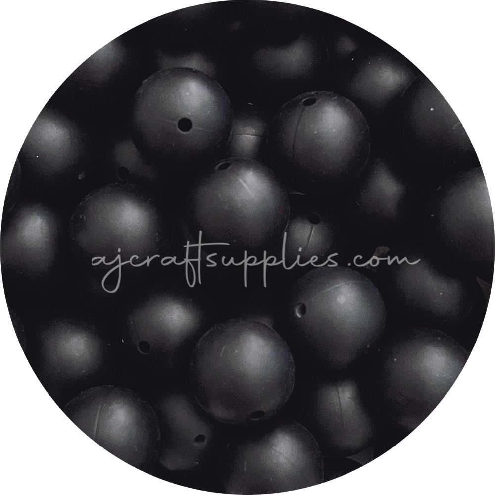 Jet Black - 19mm round - 5 Beads