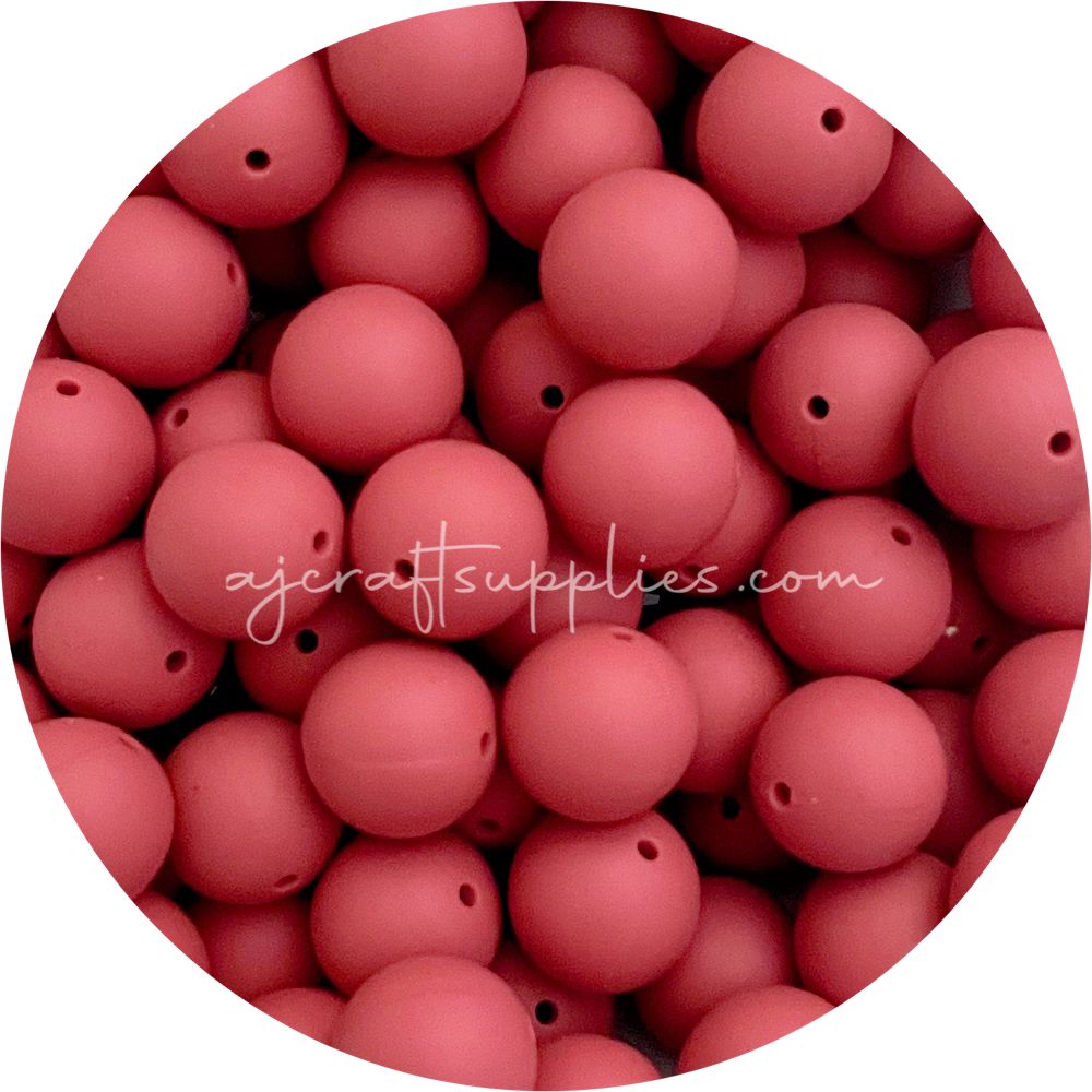 Maroon Red - 19mm round - 5 Beads
