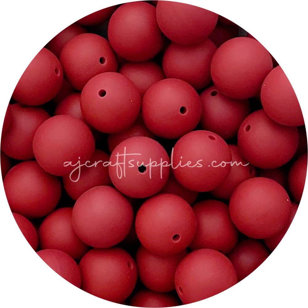 Burgundy Red - 19mm round - 5 Beads