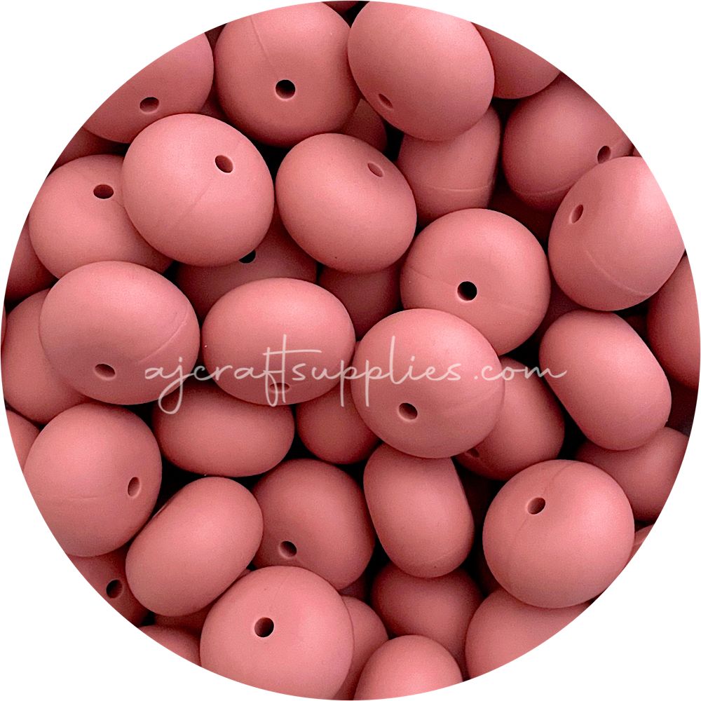 Dusty Rose - 22mm Abacus Silicone Beads - 5 Beads