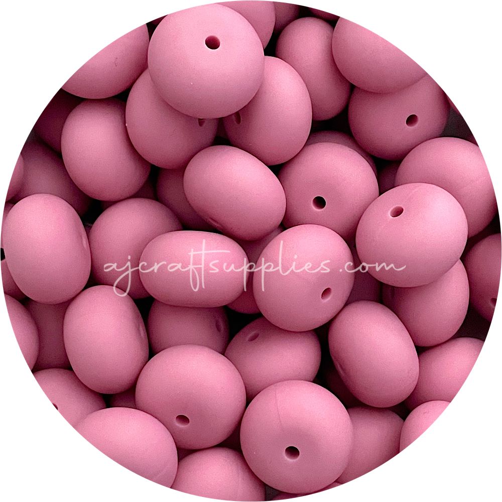 Petal Pink - 22mm Abacus Silicone Beads - 5 Beads