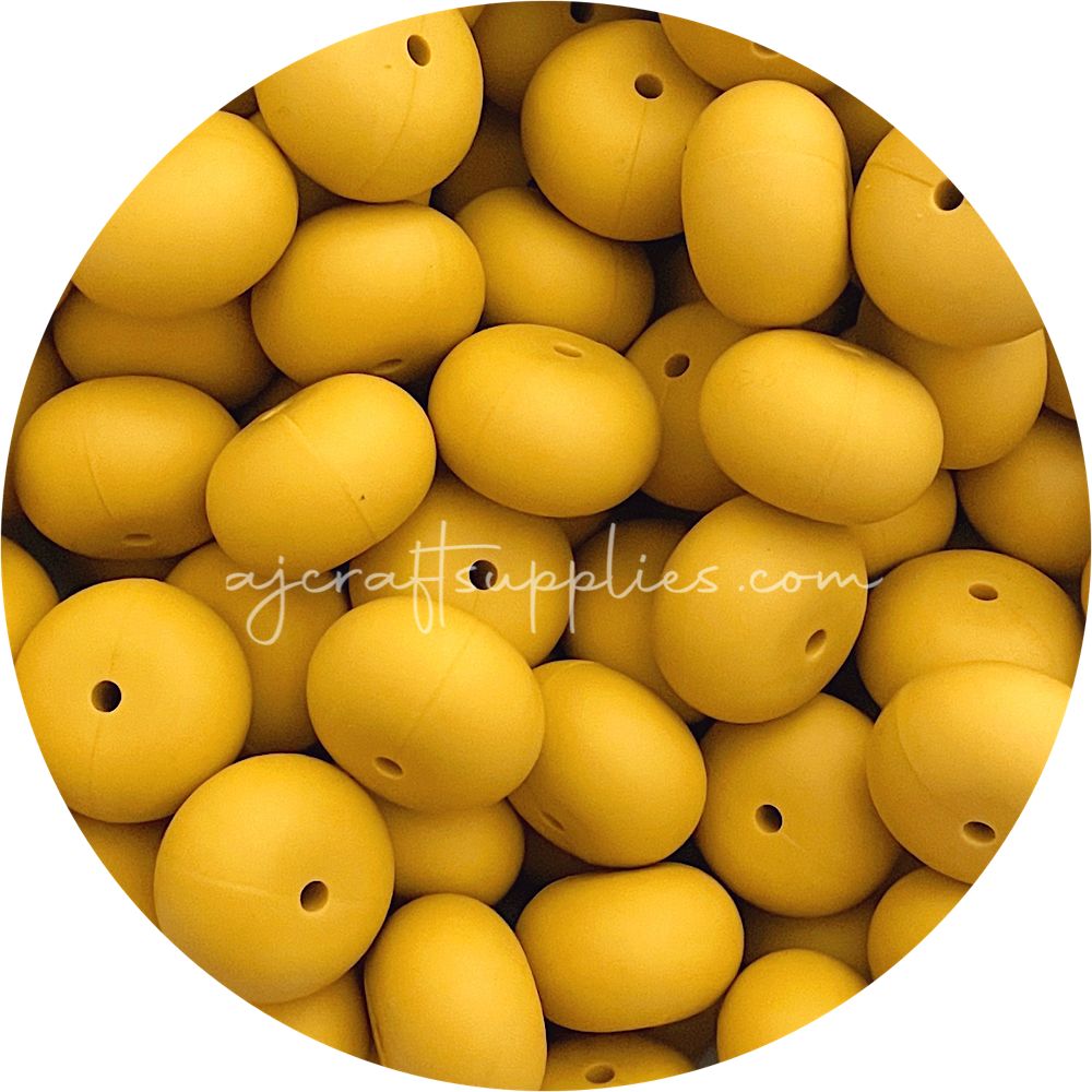 Mustard Yellow - 22mm Abacus Silicone Beads - 5 Beads