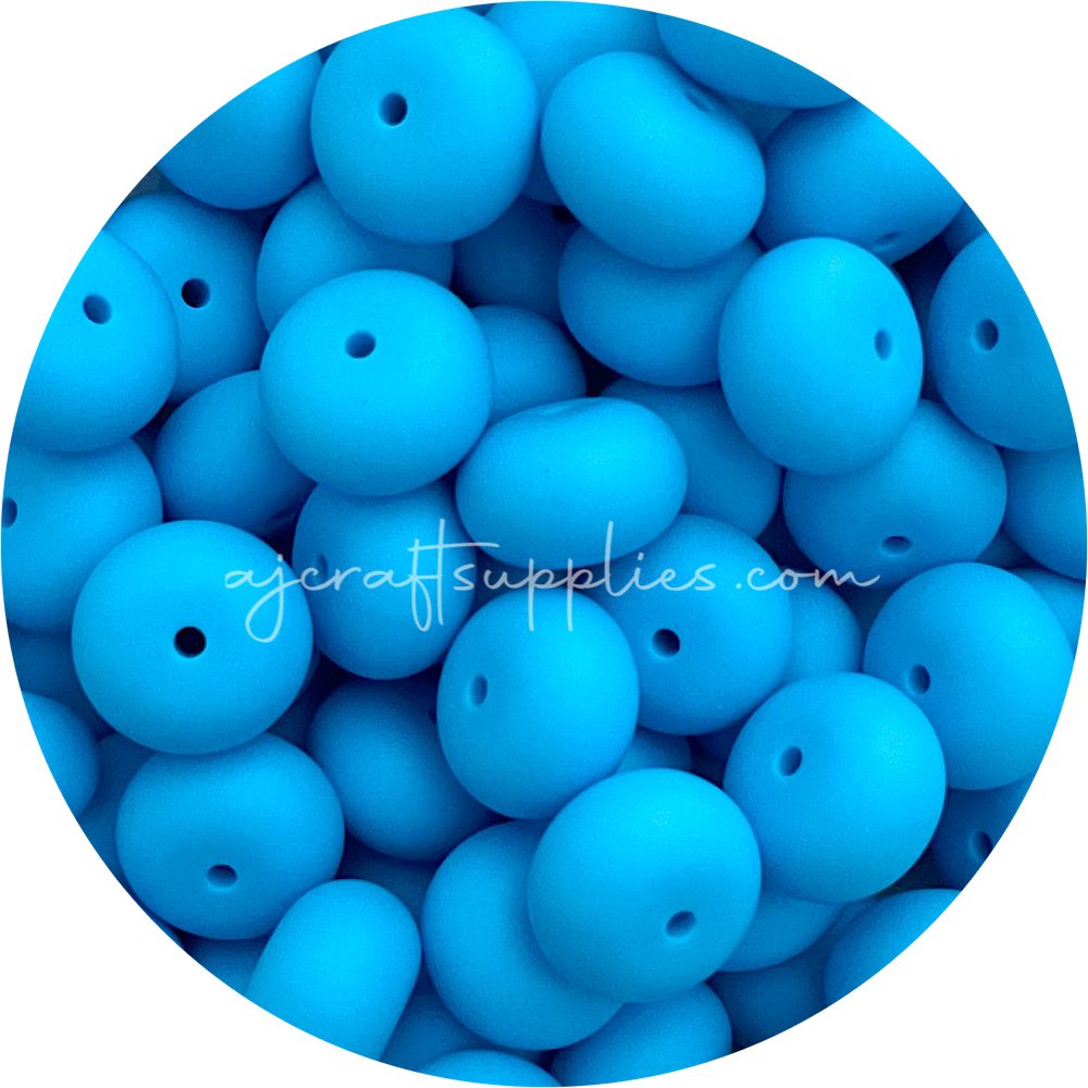Sky Blue - 22mm Abacus Silicone Beads - 5 Beads