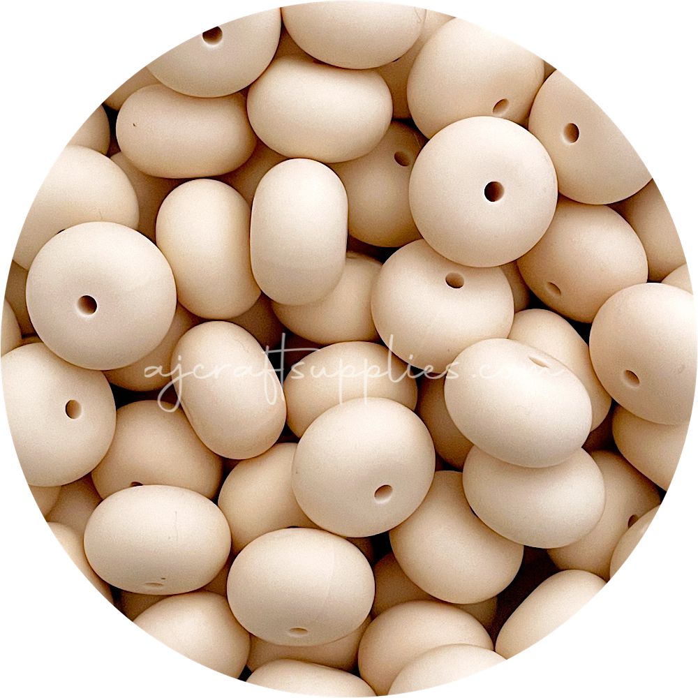 Cream Beige - 22mm Abacus Silicone Beads - 5 Beads