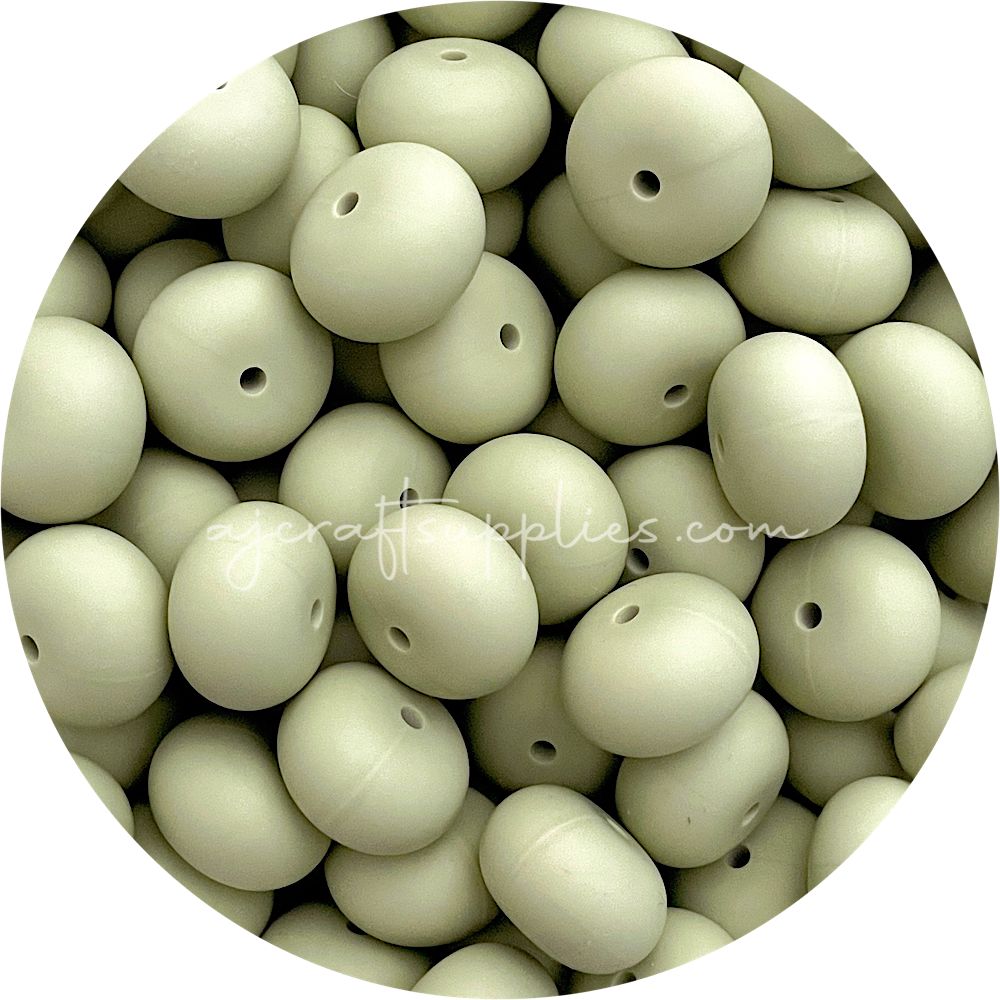 Sage Green - 22mm Abacus Silicone Beads - 5 Beads