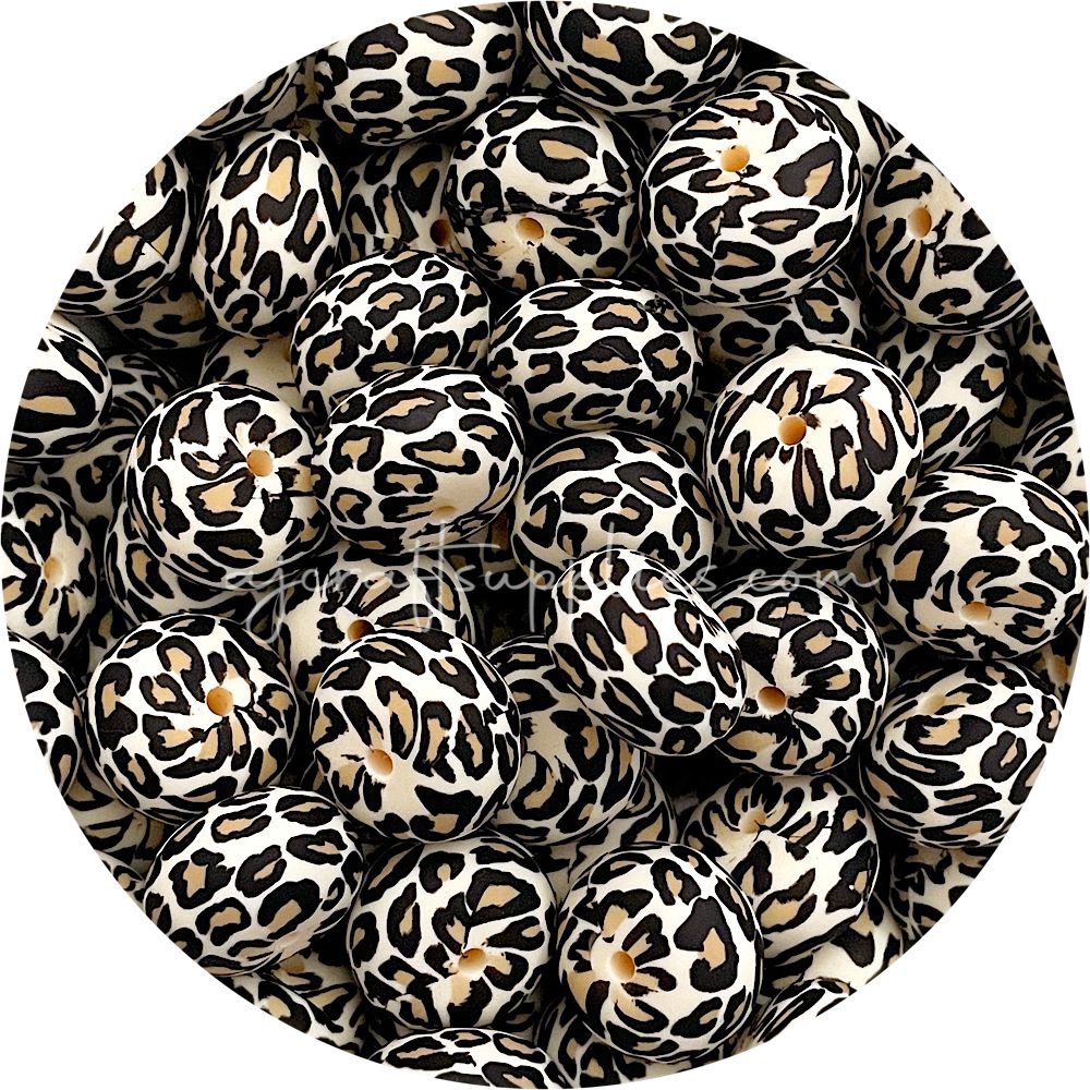 Leopard - 22mm abacus Silicone Beads - 5 Beads