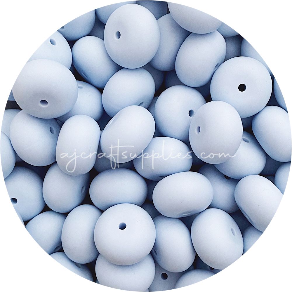 Pastel Blue - 22mm Abacus Silicone Beads - 5 Beads