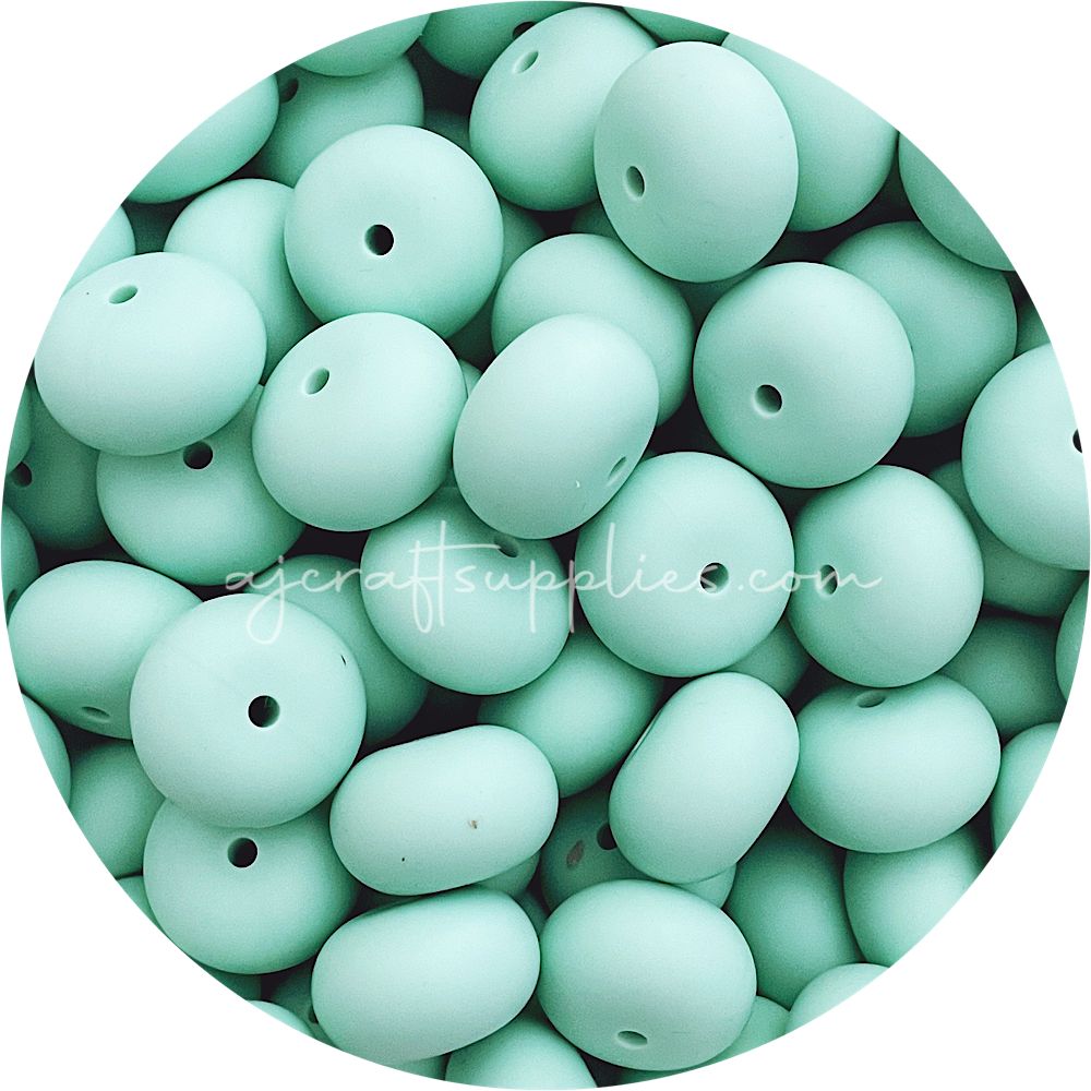 Mint Green - 22mm Abacus Silicone Beads - 5 Beads