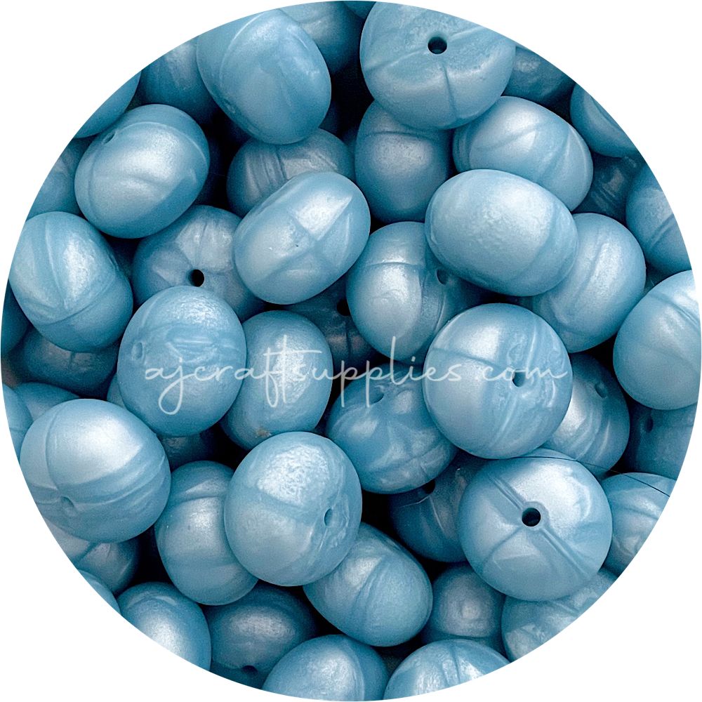 Pearl Blue - 22mm Abacus Silicone Beads - 5 Beads