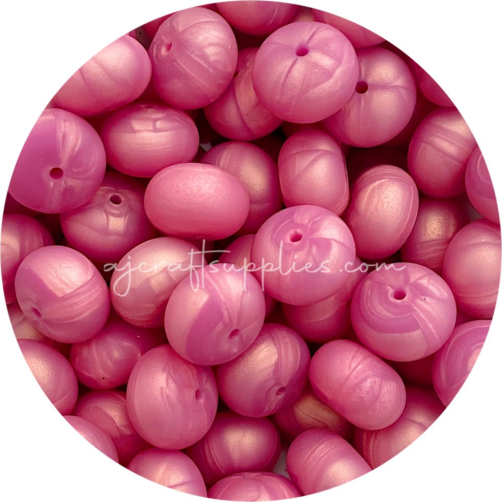 Pearl Rose Shimmer - 22mm Abacus Silicone Beads - 5 Beads