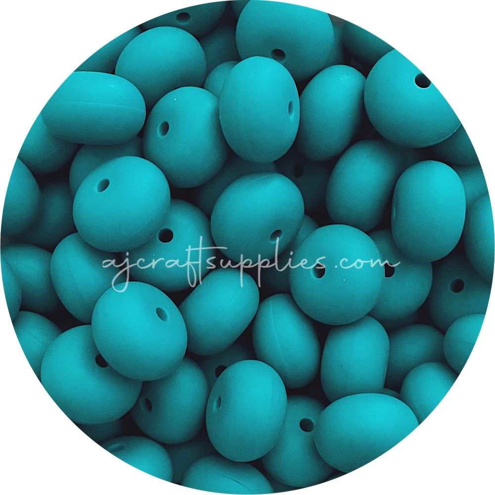 Ocean Green - 22mm Abacus Silicone Beads - 5 Beads