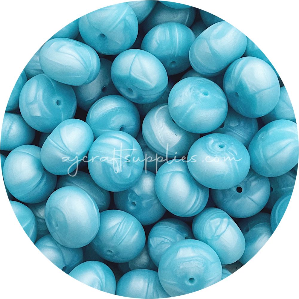 Pearl Baby Blue - 22mm Abacus Silicone Beads - 5 Beads