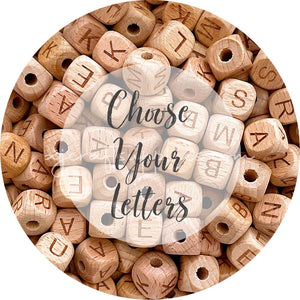 12mm Beech Wood Cube Letter Beads - Choose Your Letters - Each