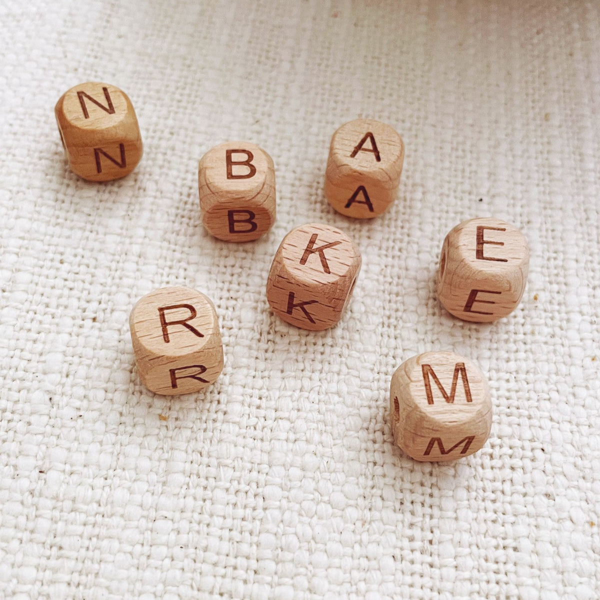 12mm Beech Wood Cube Letter Beads - Choose Your Letters - Each
