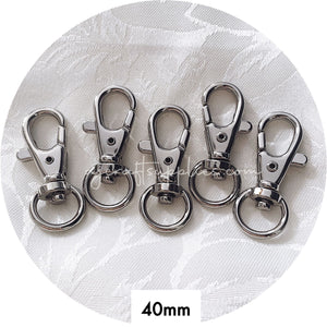 40mm Swivel Lobster Clasps - Silver (Superior Quality) - 5 Clasps