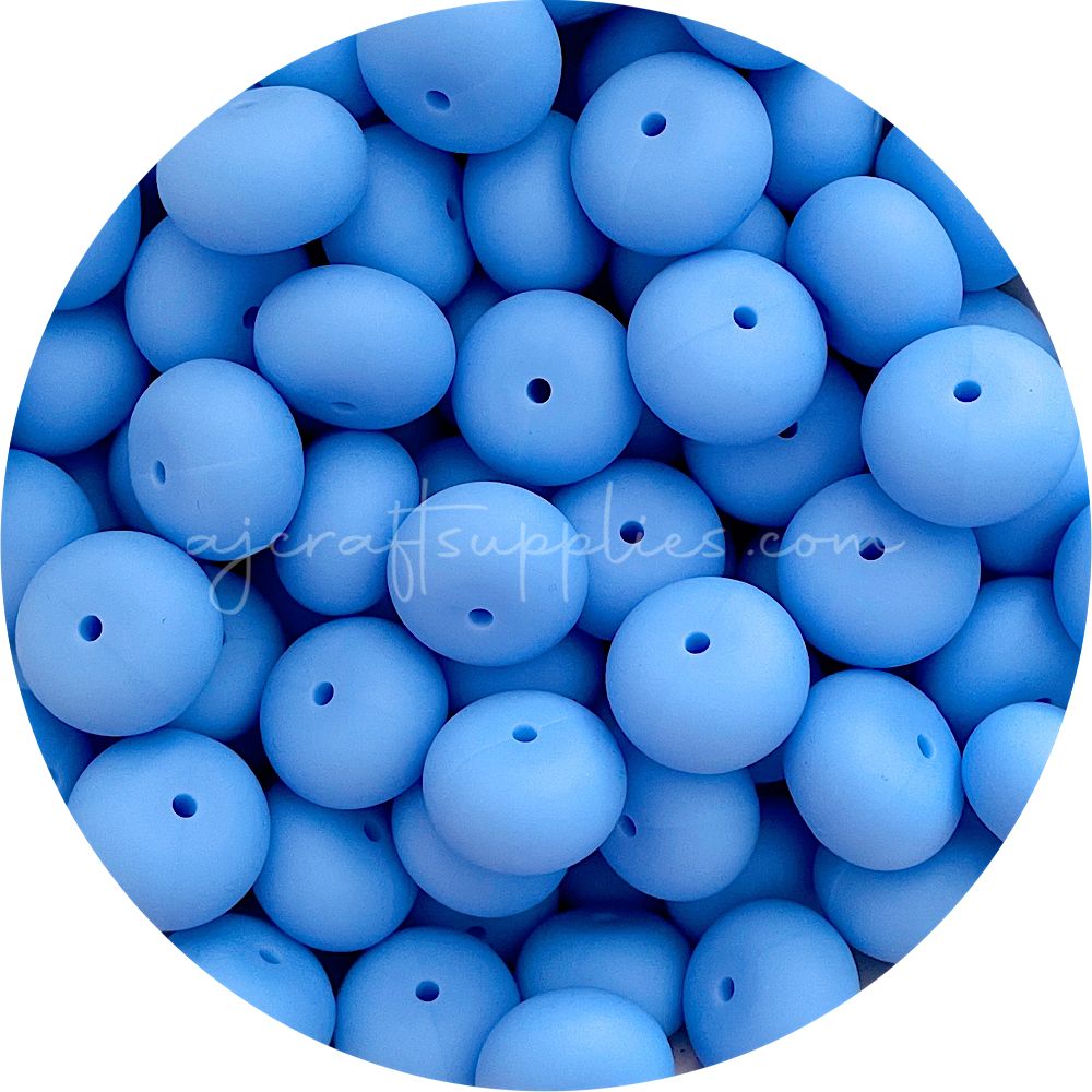 Cornflower Blue - 22mm Abacus Silicone Beads - 5 Beads