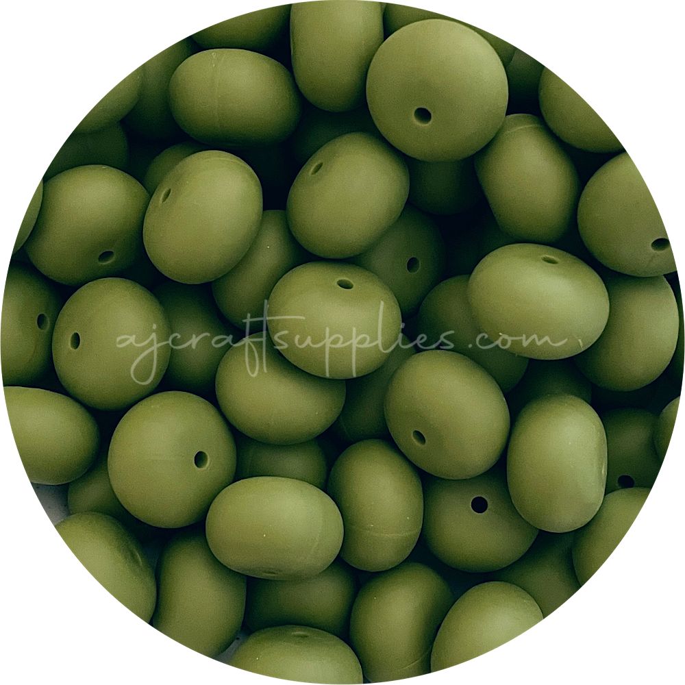 Army Green - 22mm Abacus Silicone Beads - 5 Beads