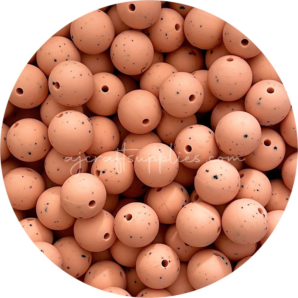 Peach Speckled - 15mm round - 10 Beads