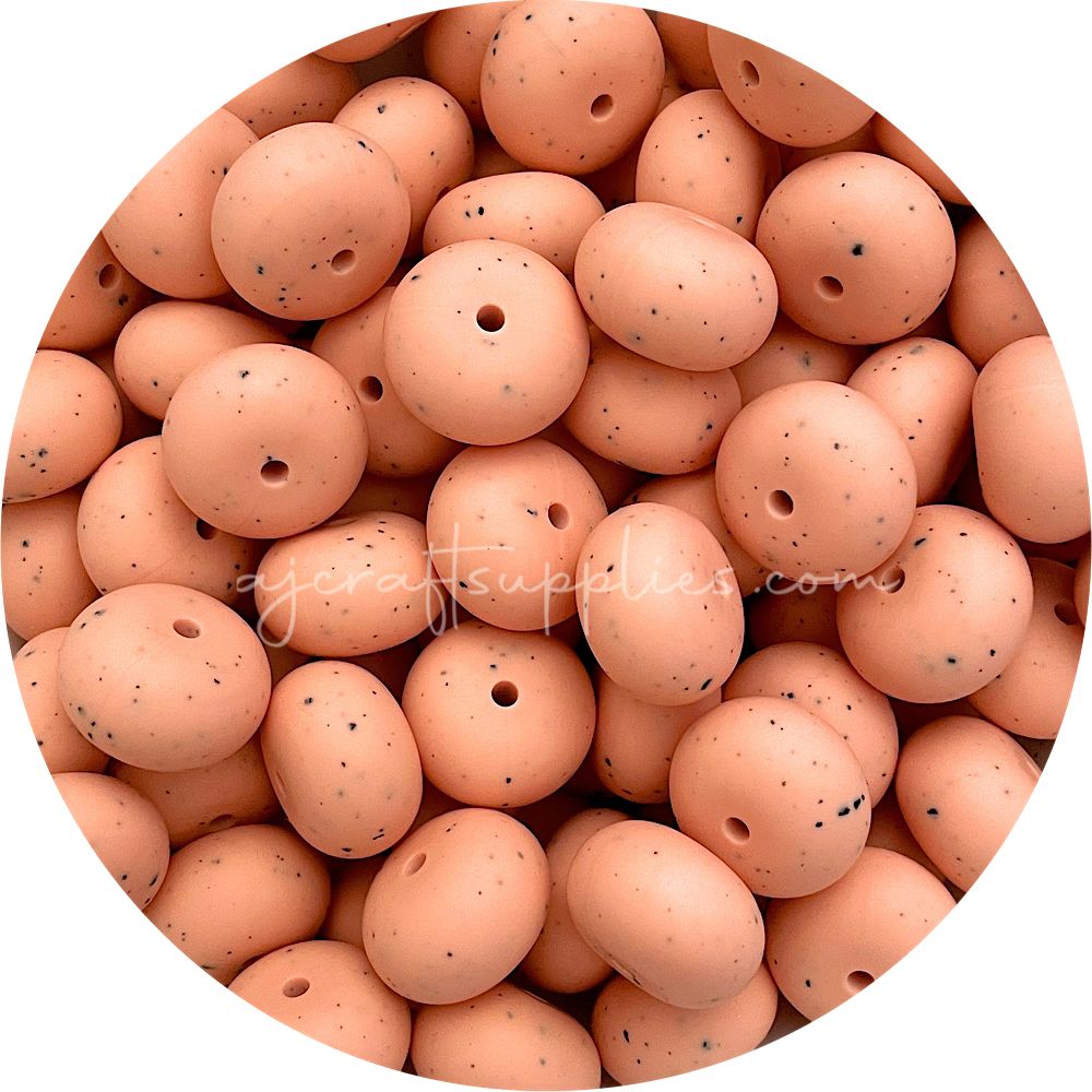 Peach Speckled - 22mm Abacus Silicone Beads - 5 Beads