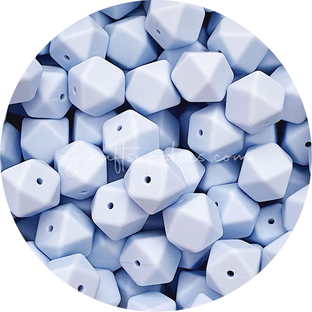 Pastel Blue - 17mm Hexagon - 10 Beads