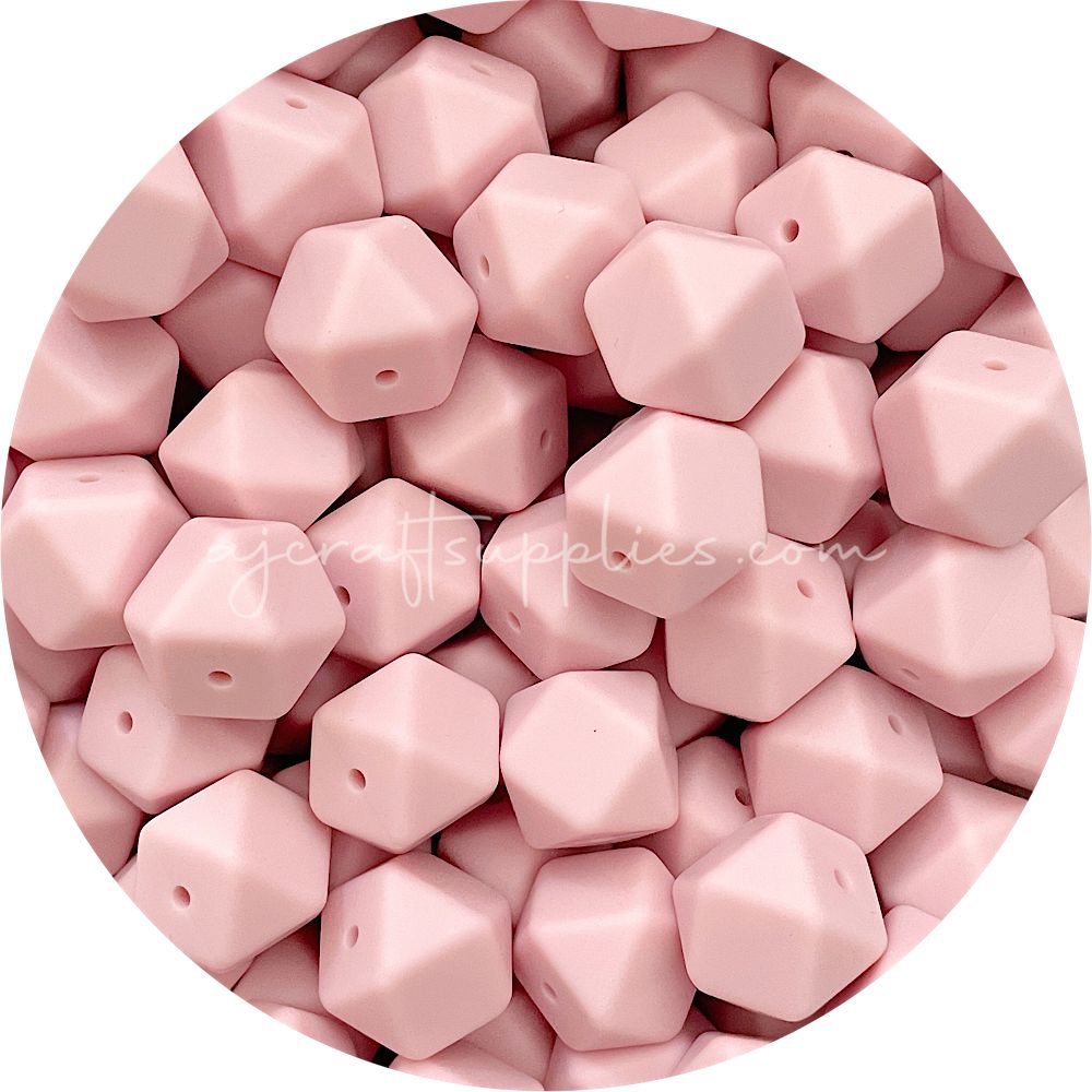 Quartz Pink Hexagon Beads