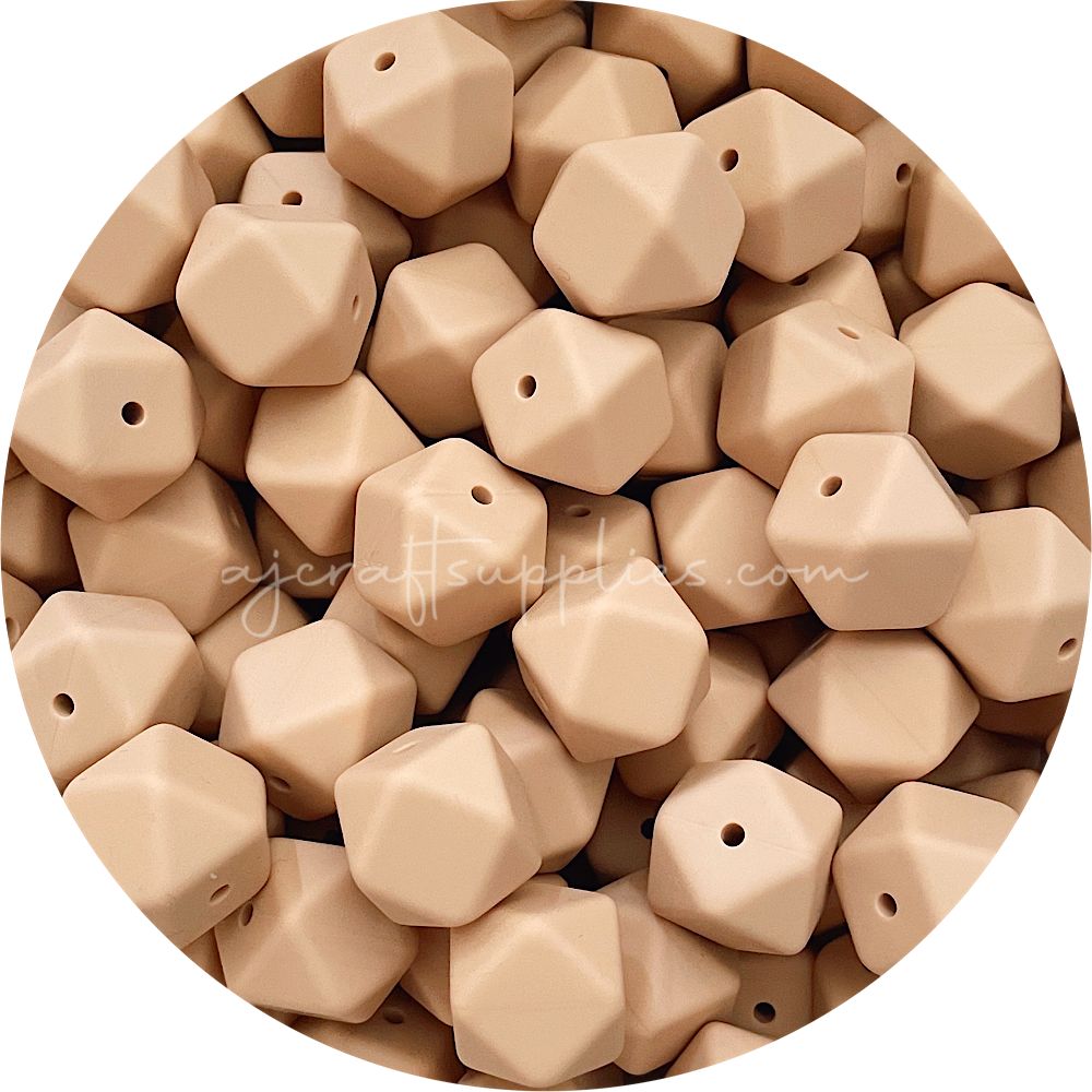 Oatmeal - 17mm Hexagon - 10 Beads