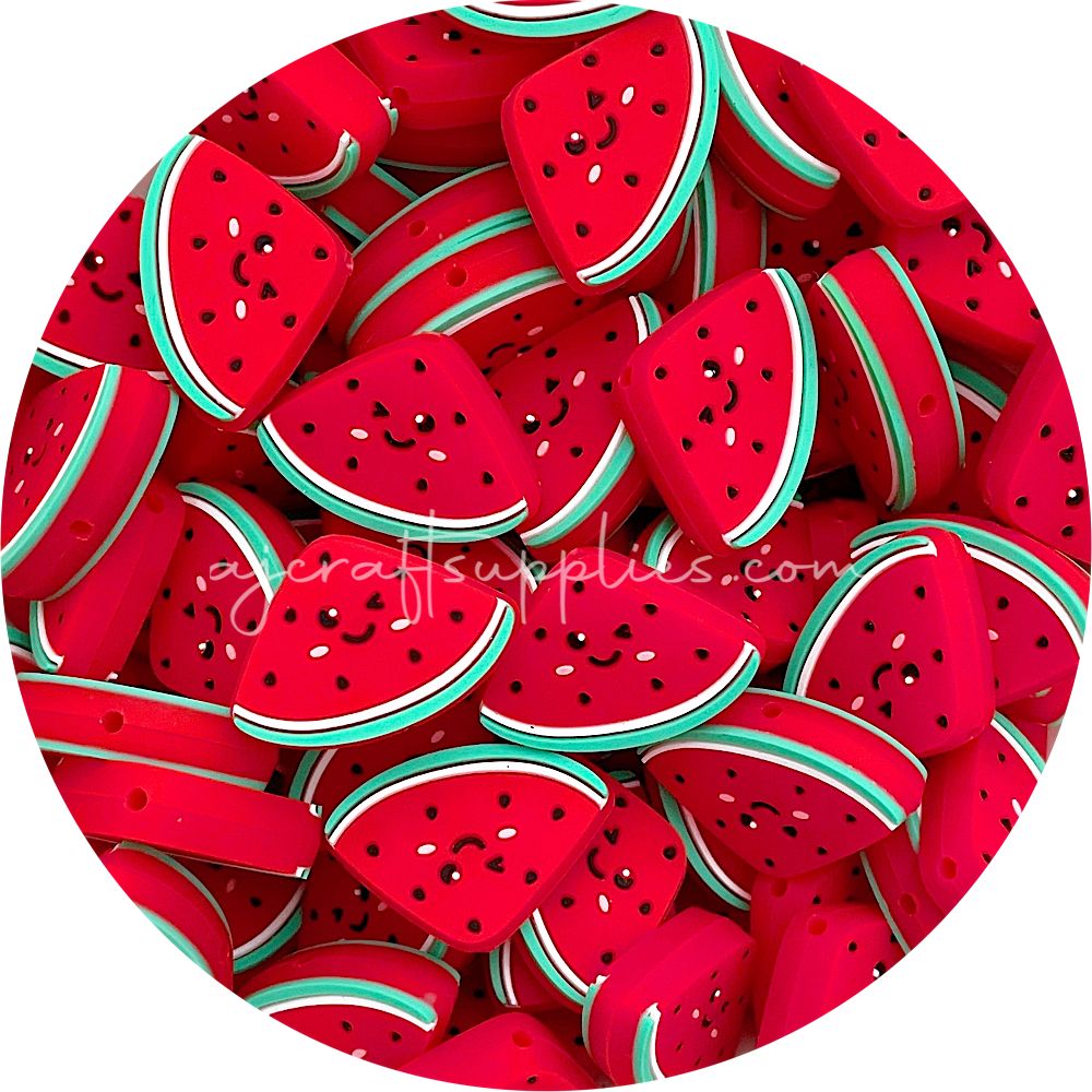 Happy Watermelon Silicone Beads - 2 Beads