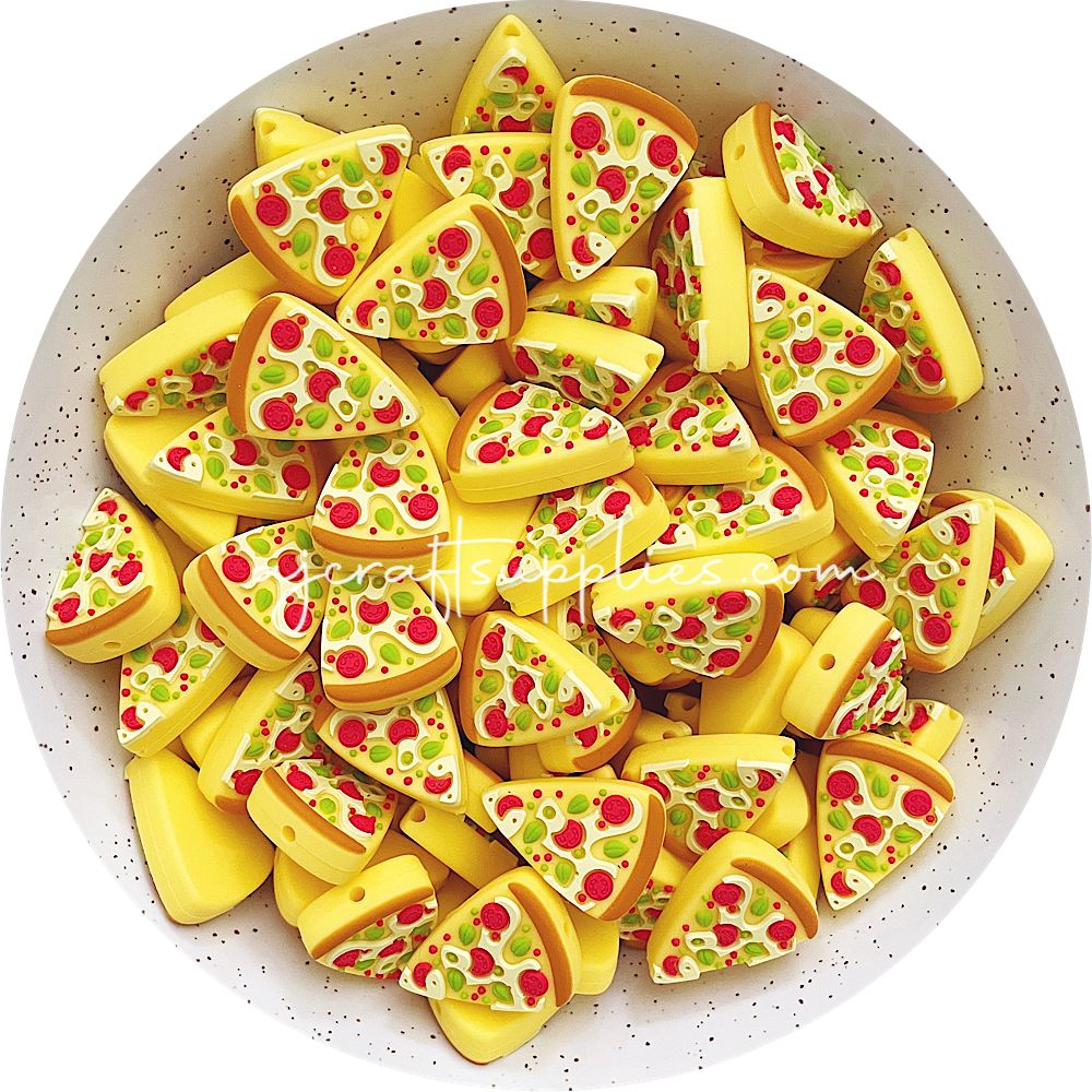 Pizza Slice Silicone Beads - 2 Beads