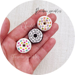 Sprinkled Donuts Silicone Beads - CHOOSE YOUR COLOUR - 2 beads