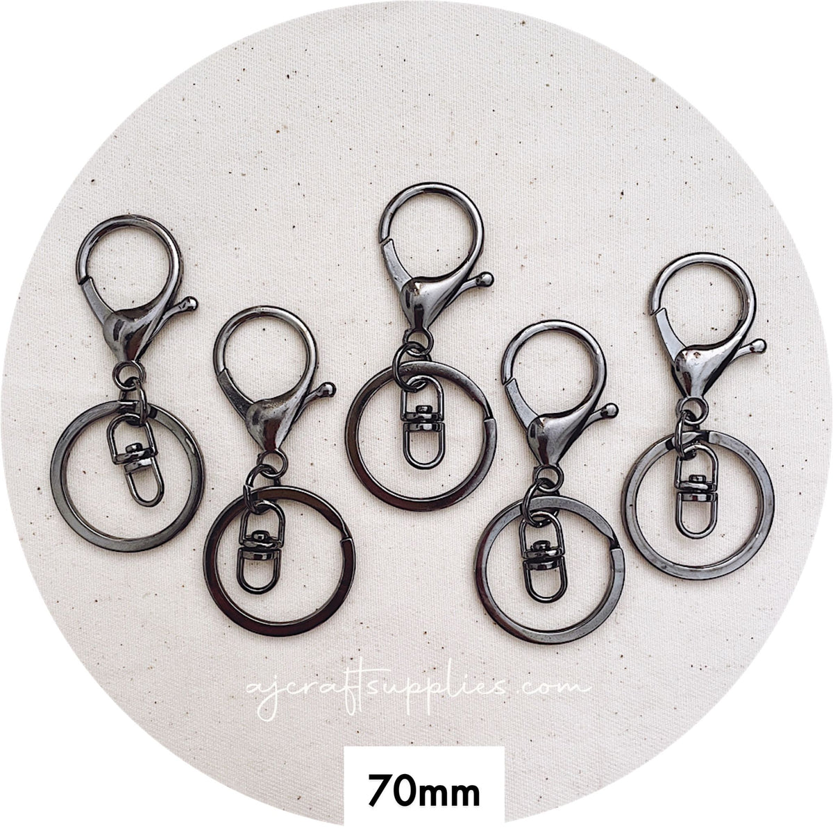 70mm Large Lobster Clasp & Keyring - Gunmetal (Standard Quality) - 5 Clasps