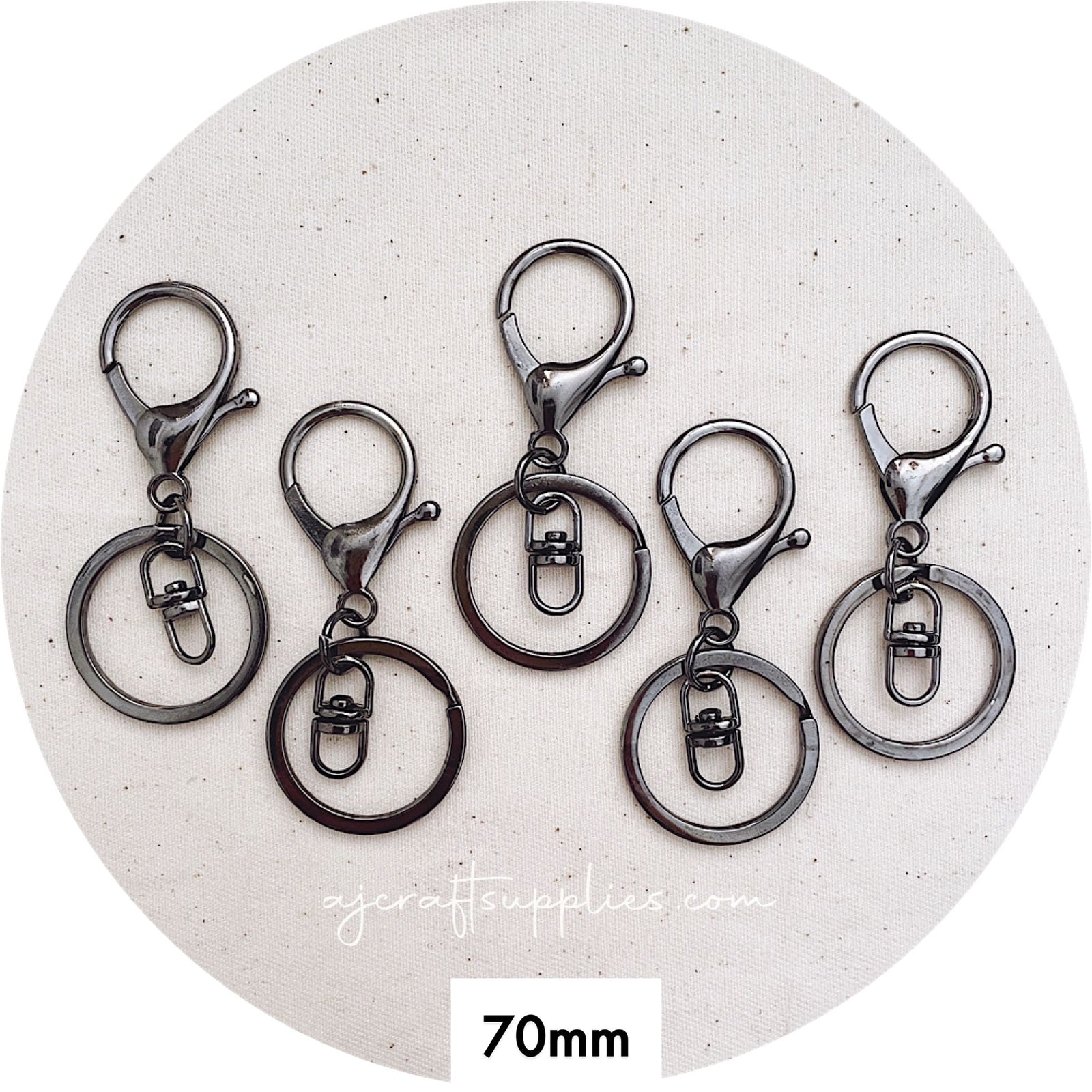 70mm Large Lobster Clasp & Keyring - Gunmetal (Standard Quality) - 5 Clasps