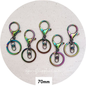 70mm Large Lobster Clasp & Keyring - Rainbow (Standard Quality) - 5 Clasps