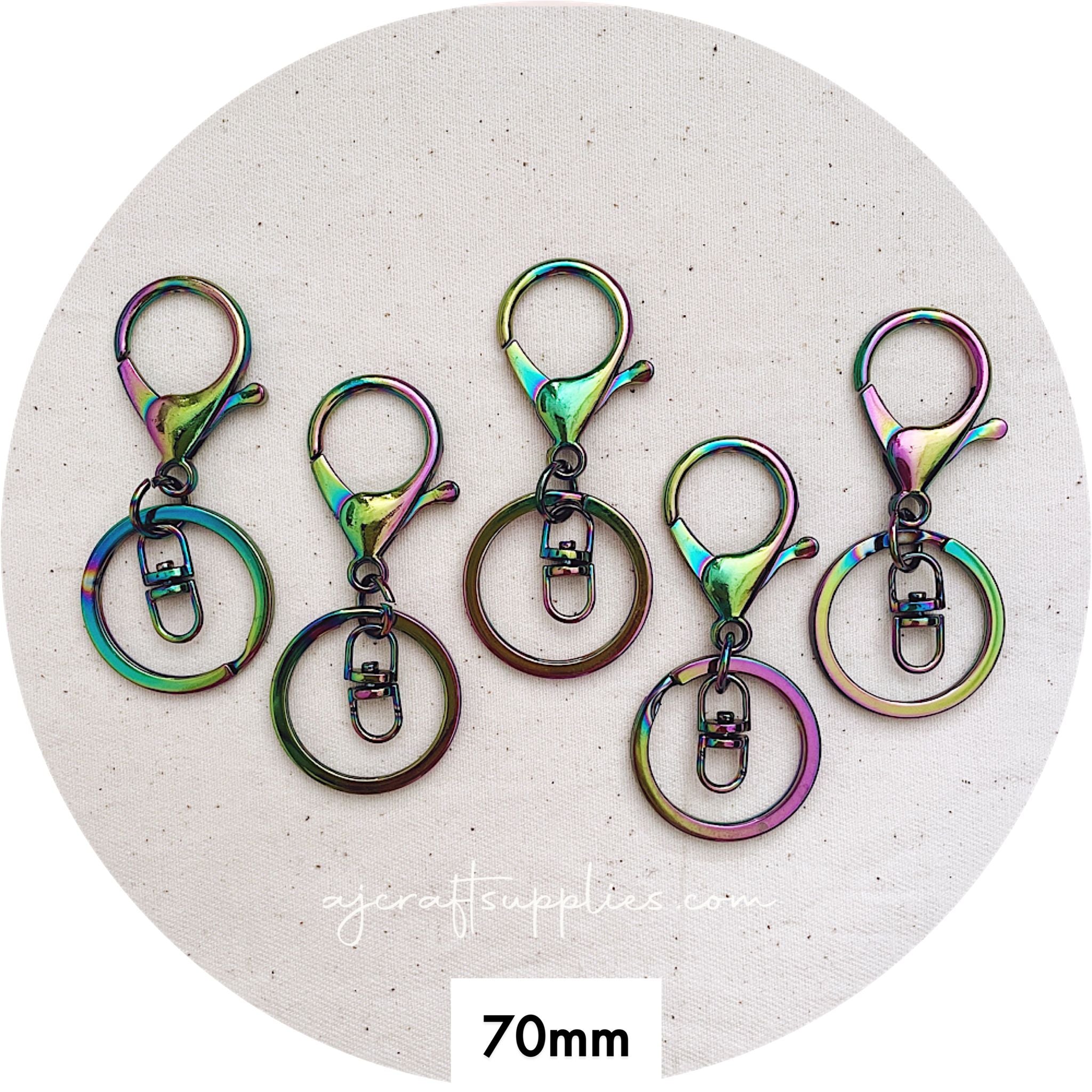 70mm Large Lobster Clasp & Keyring - Rainbow (Standard Quality