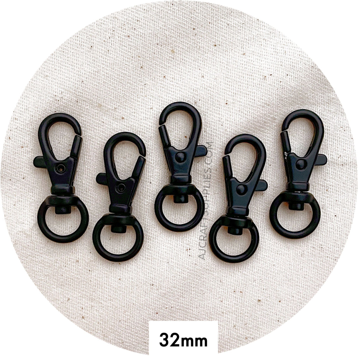 32mm Swivel Lobster Clasps - Black (Superior Quality) - 5 Clasps