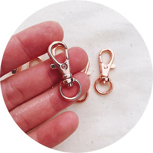 32mm Swivel Lobster Clasps - Rose Gold (Superior Quality) - 5 Clasps
