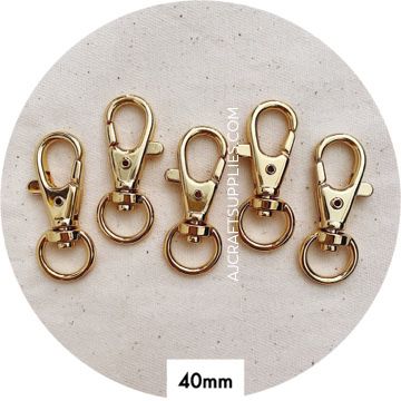 40mm Swivel Lobster Clasps - Light Gold (Superior Quality) - 5 Clasps