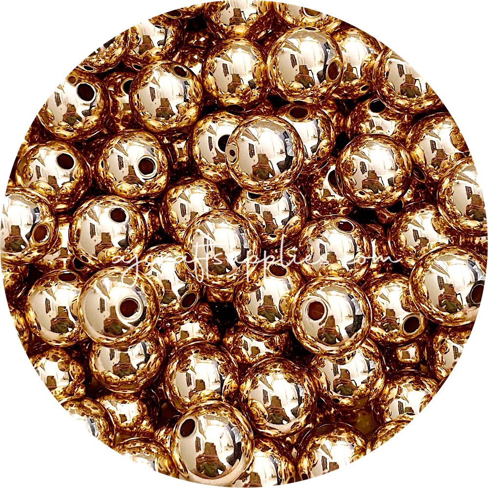 18mm Gold Round Acrylic Beads - 10 Beads