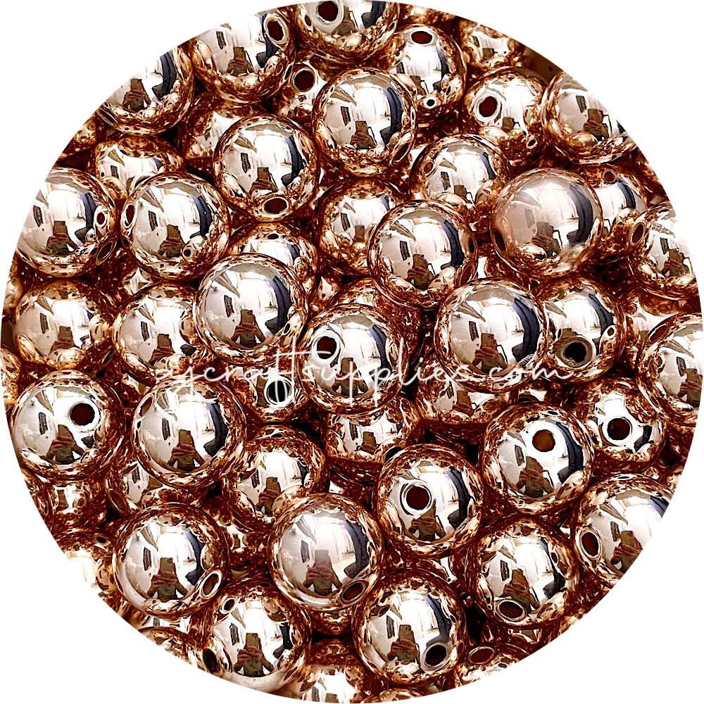 18mm Rose Gold Round Acrylic Beads - 10 Beads