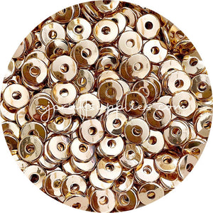 15mm Flat Coin Acrylic Spacer Beads (with Large Hole) - Gold - 5 Beads