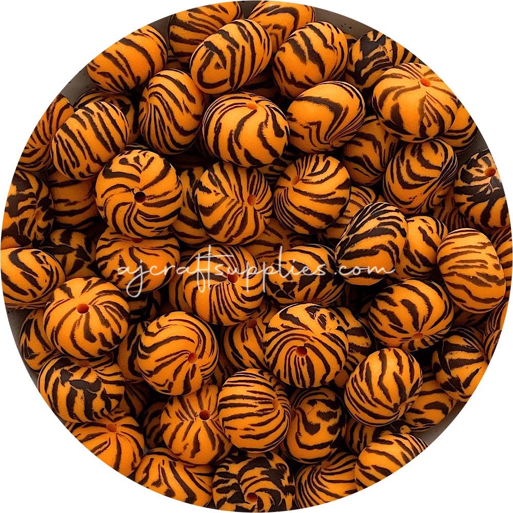 Tiger - 22mm abacus Silicone Beads - 5 beads